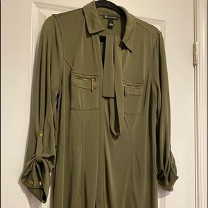 INC collared olive green dress XL